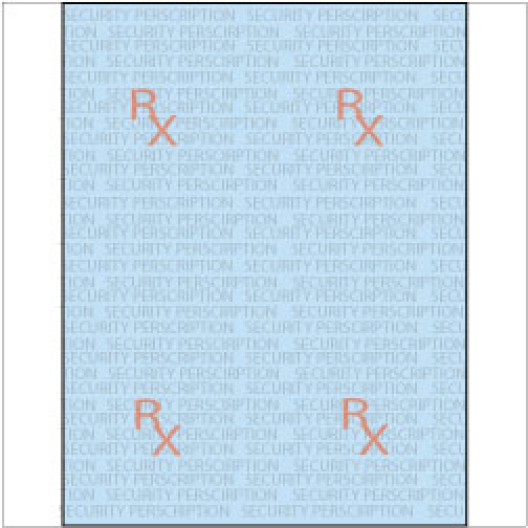 Rx Prescription Security Paper 8-1/2x11 24lb Blue-Tint 500pkg